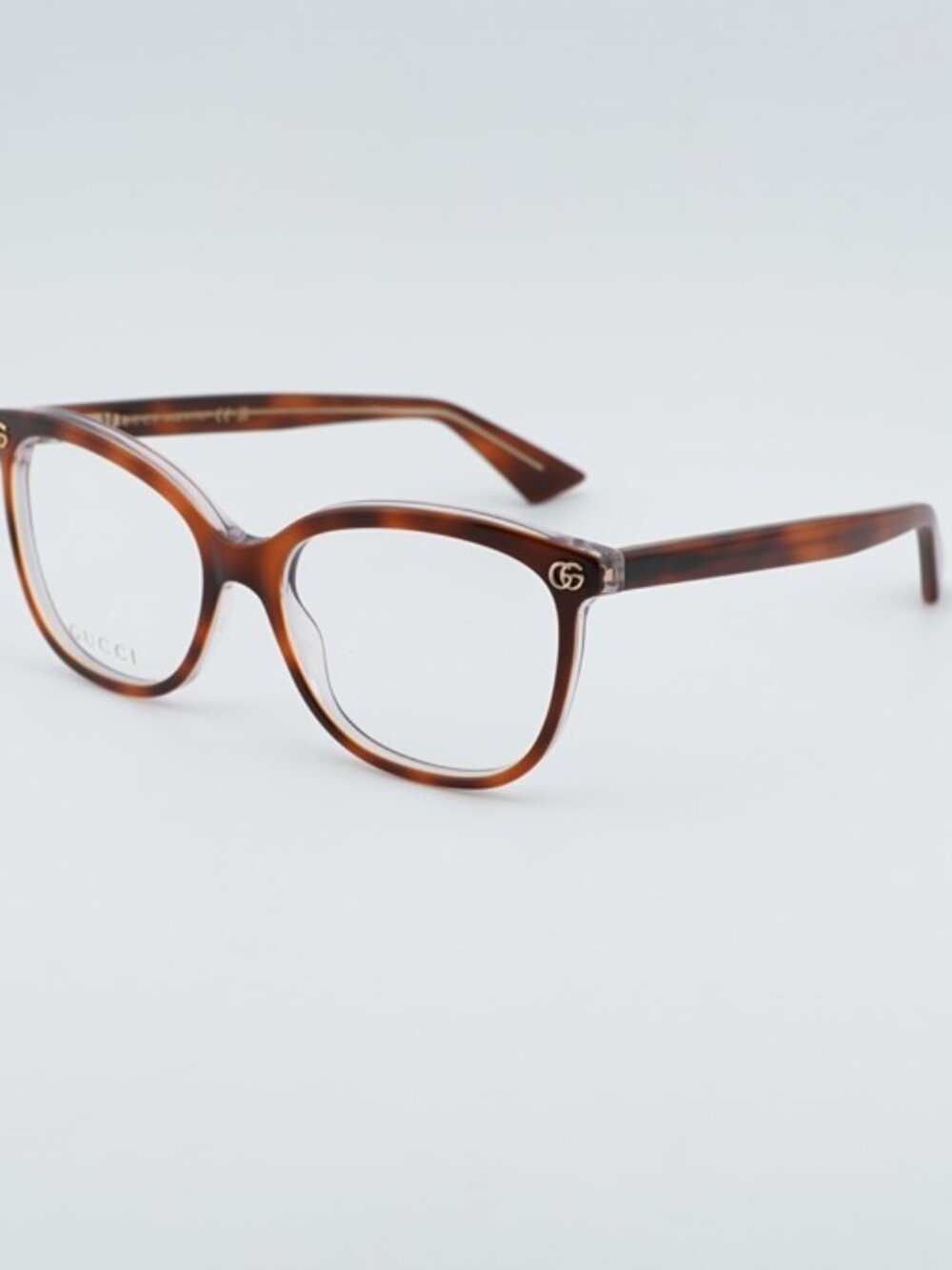 Gucci GG1816O 008 Eyeglasses Havana on Transparent 54mm Cat Eye Frame